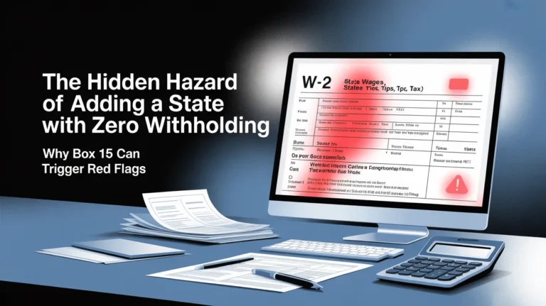 The Hidden Hazard of Adding a State with Zero Withholding: Why Box 15 Can Trigger Red Flags